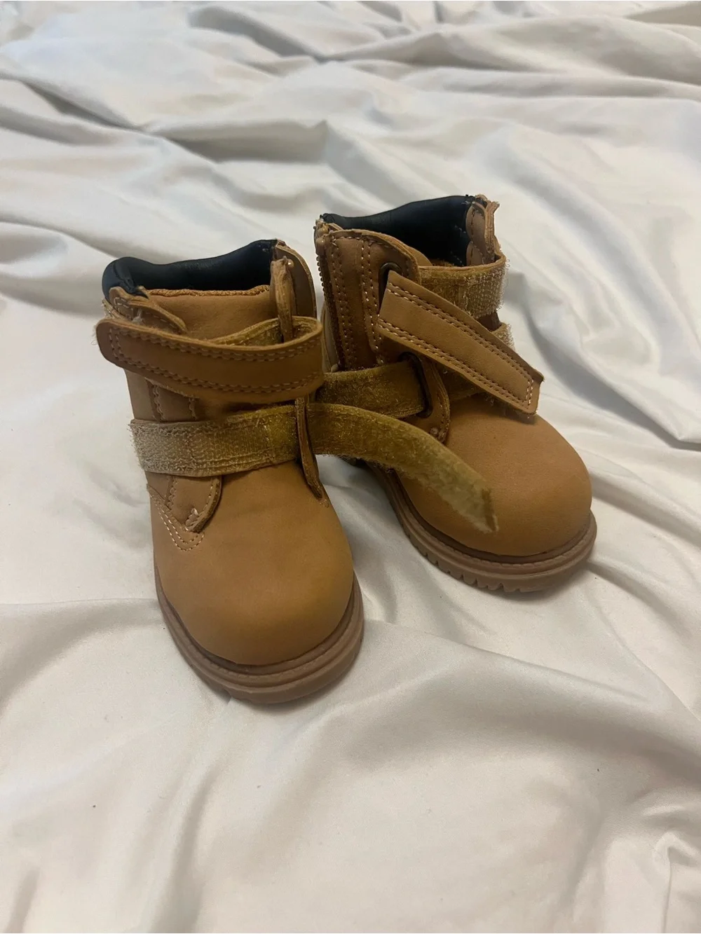 wonder nation Tan Kids Ankle Boots with Dual Velcro Straps